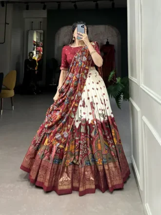 Floral Print Semi Stitched Lehenga