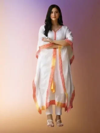 Solid Cotton Silk Women Kaftan