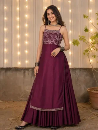 Embroidered Cotton Silk Straight Kurta for Women